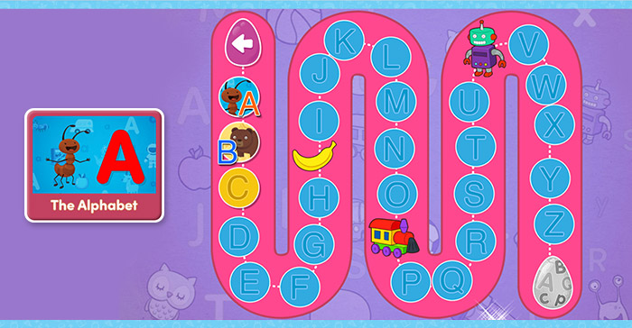Screenshot of the new Alphabet activity for toddlers